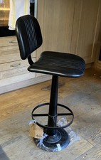 Nkuku Narwana Bar / Counter Stool Black  Aged Leather & Iron , ex-display, NWT,