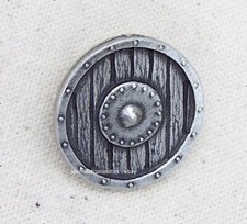 Small Viking Shield Pin Badge (Pewter Brooch in Gift Pouch) Made in UK