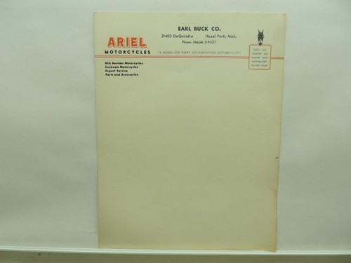 Ariel motorcycles letterhead - ariel,