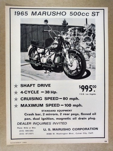 1965 marusho 500 - 1965, motorcycle
