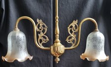 VINTAGE CHRISTOPHER WRAY BRASS & GLASS CHANDELIER -  CEILING LIGHT - GWC