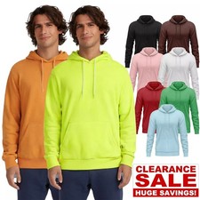 Mens Pullover Hoodie Fleece Sweatshirt Plain Cotton Hooded Jumper Top S -2XL