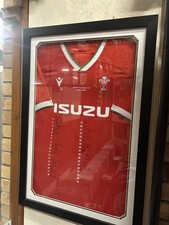 Wales six nations FULL SQUAD signed home shirt rugby union framed 