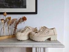 Vintage El Dantes, Burlap, Beige, Platform Shoes, UK 5