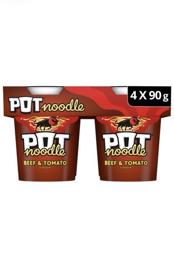 Pot noodle beef tomato - &, x