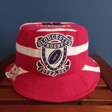 GLOUCESTER Rugby Union Bucket Hat from Upcycled Official SUPER DRY shirt