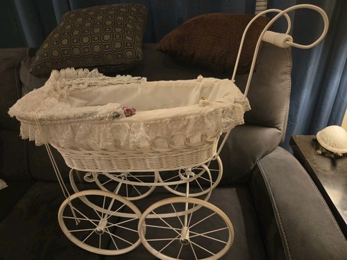 White wicker baby - wicker, doll