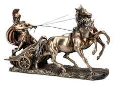 Roman Chariot Statue cold cast bronze highly detailed by Veronese. Great. Rare.