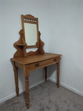 Antique Vintage Pine Side Dressing Table with Mirror
