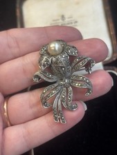Vintage Marcasite Faux Pearl