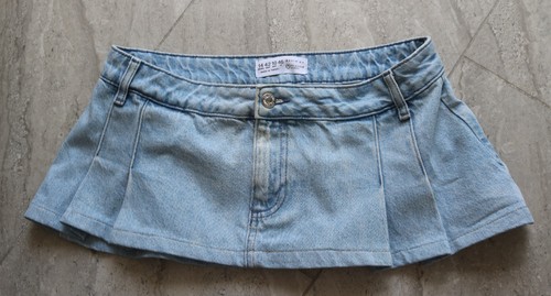 Denim pleated micro mini - denim,