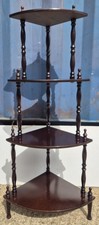 Vintage 4 Tier Wooden Whatnot Corner Shelf Plant Display Stand Curved Shelves