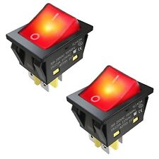 2 x 30 amp RED ILLUMINATED ROCKER SWITCH 30a HEAVY DUTY ON OFF 2 POLE 22 x 30