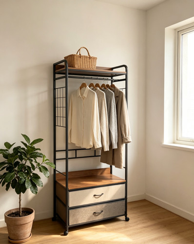 Rolling garment rack - rack, clothes