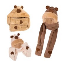 Hoodie Hat Long Scarf Gloves