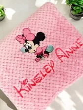Minnie Mouse and Mickey Mouse Personalised Embroidered Baby Blanket|Embroidered