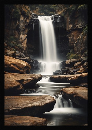 Waterfall beautiful framed - beautiful,