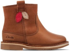 BNIB Clarks Toddler Girls COMET STYLE T Tan Leather Boots