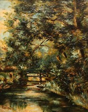 Antique Irish Art Original Oil Painting CRAWFORDSBURN BRIDGE by NIALL MARTIN