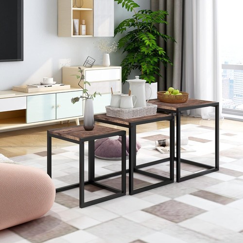 Nesting tables set wooden - of,