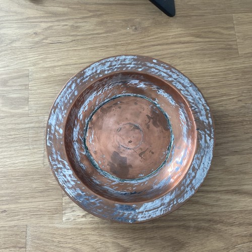 Hammered copper bowl plate - hammered,