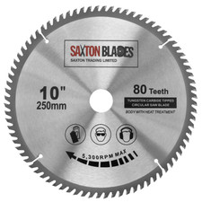 Saxton TCT Circular Wood Saw Blade 250mm x 80T for Dewalt Bosch Makita Mitre