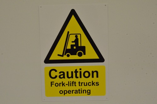 Caution fork lift trucks - caution,