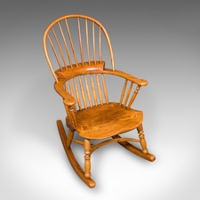Antique Windsor Rocking Chair, English, Elm, Rocker, Fireside Seat, Victorian