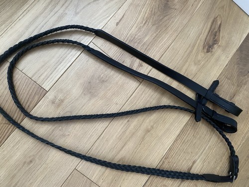 Black english leather plaited - black,