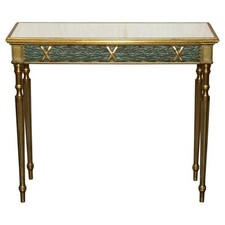 VINTAGE ITALIAN CARVED STYLE CONSOLE TABLE WITH GLASS MIRRORED TOP