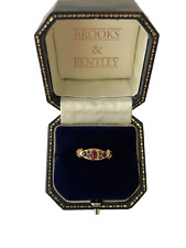 1910 Garnet & Paste Ring 9ct Gold Antique Garnet & Paste Gypsy Style Ring-Size Q