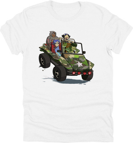 Gorillaz band car white tshirt - gorillaz,