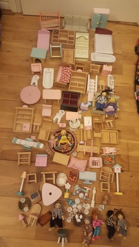 Dolls house white wooden - dolls,