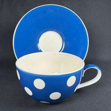 Whittard of Chelsea Jumbo Cup and Saucer - Navy Blue and White Polka Dot