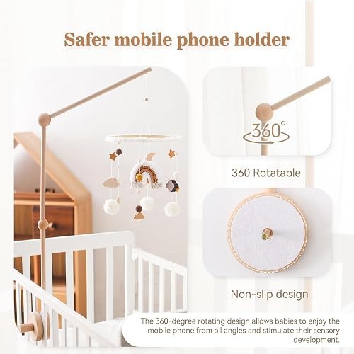 Wooden baby cot - cot, mobile