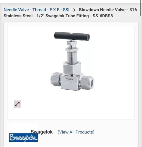 Swagelok 6dbs8 stainless - swagelok, ss-6dbs8