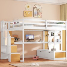 Full Size Loft Bed with Desk