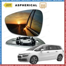 Left side mirror glass for Citroen Grand C4 Picasso 2013-2019 wide angle heated