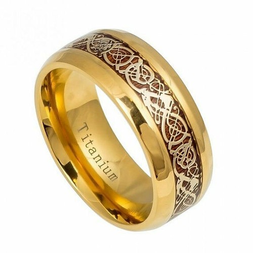 8mm men gold titanium celtic - men,