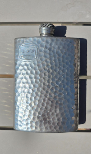 Hammered pewter hip flask for - hammered,
