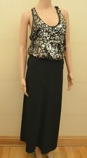 New Next Gold Black Sequin Top Cropped Wide Leg Jumpsuit Sz UK 8 10 12 rrp £80