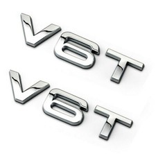2x Audi V6T Chrome Badge Pair