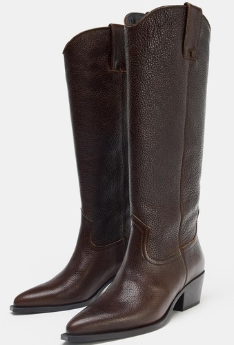 Nwt zara brown - pebbled, leather