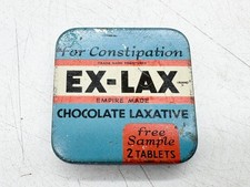 VINTAGE EX-LAX CHOCOLATE LAXATIVE TIN EMPIRE MADE FREE SAMPLE ADVERTISING
