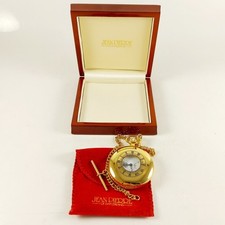 Jean Pierre Pocket Watch Gold Plated Half Hunter Masonic Switzerland, In Case