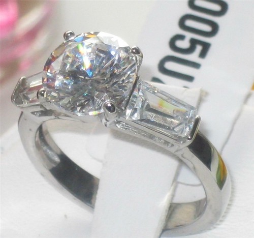 Ladies silver engagement ring