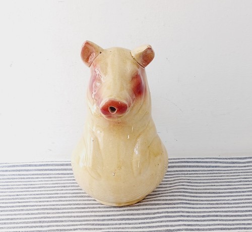 Antique french majolica pig - antique,
