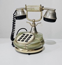 Vintage Ricci Paolo Onyx Telephone 24K Gold Plated Italy Retro Push Button Phone