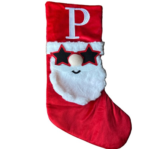 Santa red alphabet stocking - red,