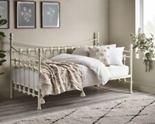 Metal Day Bed, Versailles Stone White Day Bed Single with 4 Mattress Options